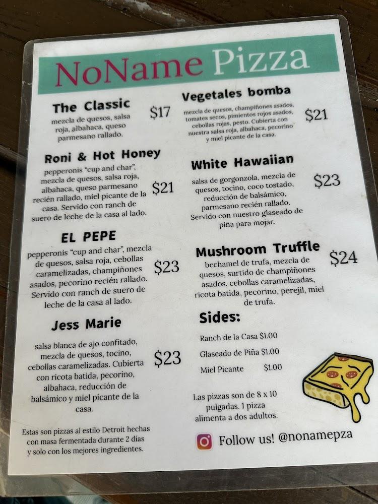 No Name Pizza Menu image 4